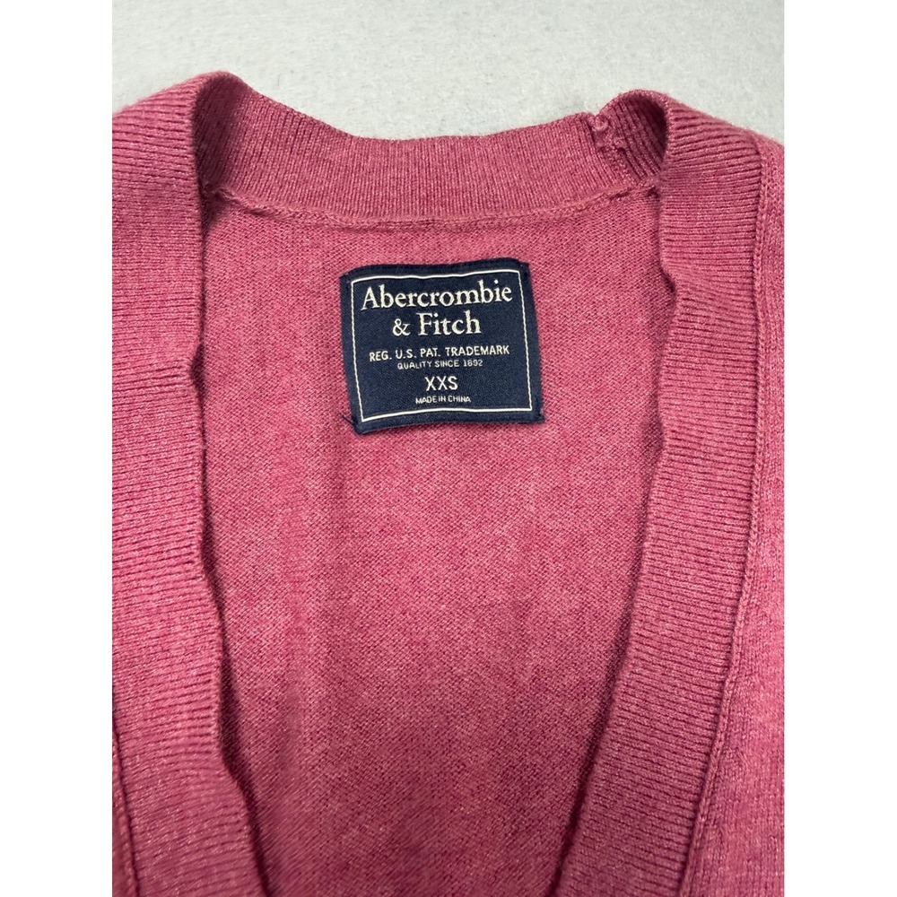Abercrombie‎ Fitch Pink Cardigan Sweater Womens XXS Embroidered Moose Pockets - Picture 4 of 10